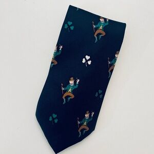 Cape Cod Men’s Silk Nectie Navy Blue W Leprechauns & Shamrocks - Irish St. Patty
